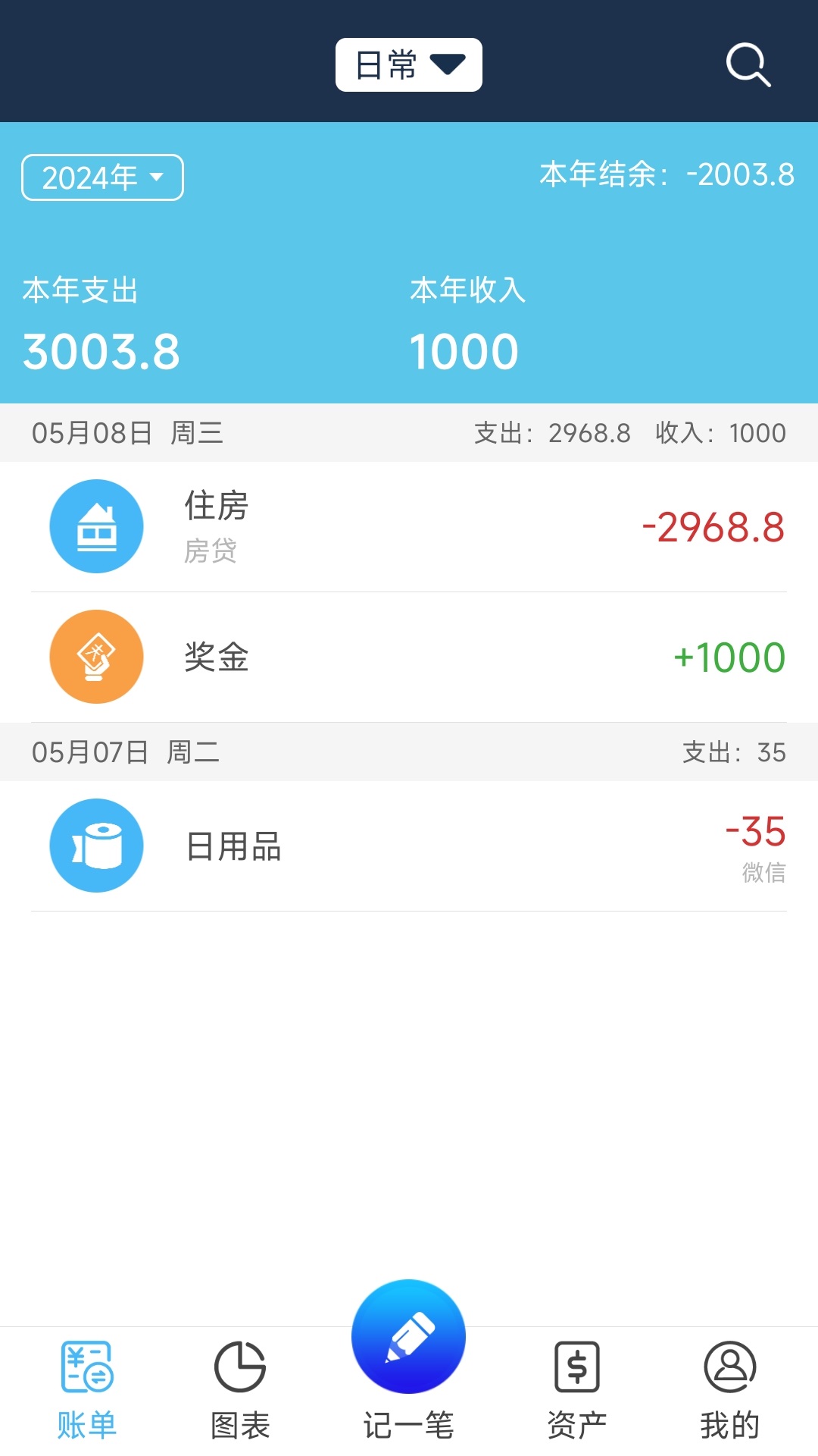 简易家庭记账本