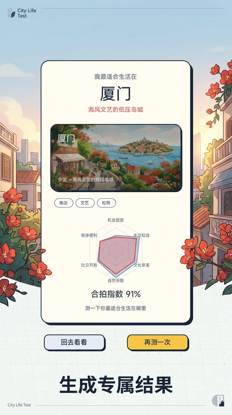 测一测你最适合生活在哪个城市_截图3